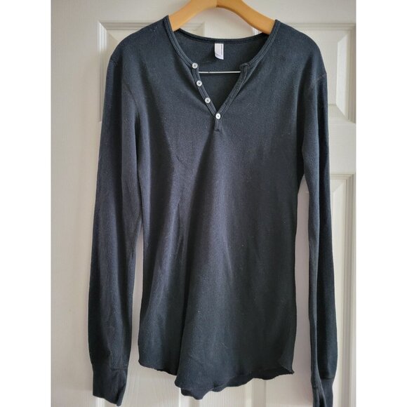 American Apparel Dexter Kill Shirt Mens Black Baby thermal Henley size Medium